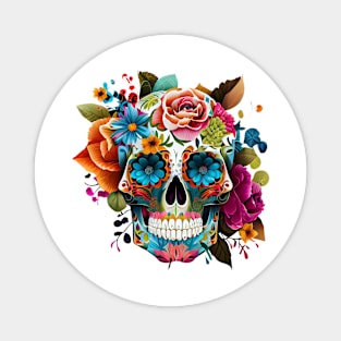 Colorful Skull watercolor Magnet